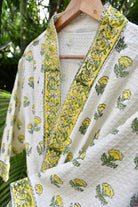 Yellow Buti HandBlock Waffle Cotton Bathrobe