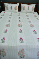 Peach and Pink Floral premium HandBlock Bedsheet