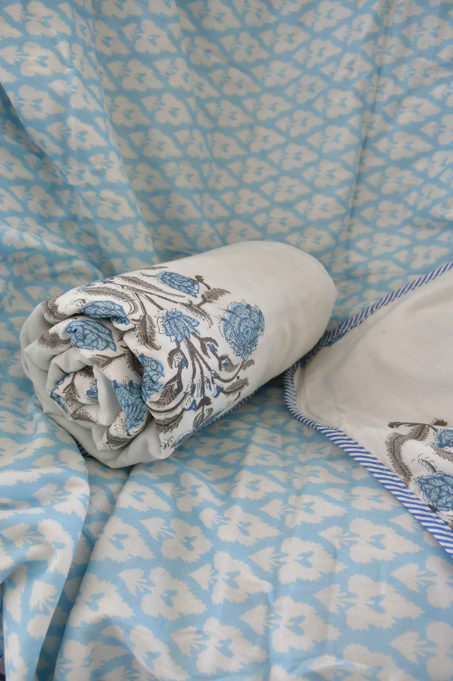 Sky Blue Buta Print Dohar : Crafted for Lasting Beauty