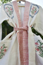 Pink love in Hexagon Waffle cotton Bathrobe