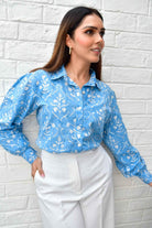 Crystal Blue and White Cotton Shirt