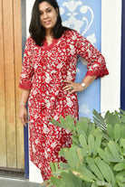 Red Bagiya Hand Block Handblock Cotton Kurta set