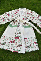 Kids Premium Handblock Waffle Cotton Bathrobe Butterfly Pattern