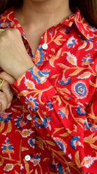 Royal Red Floral Cotton Shirt