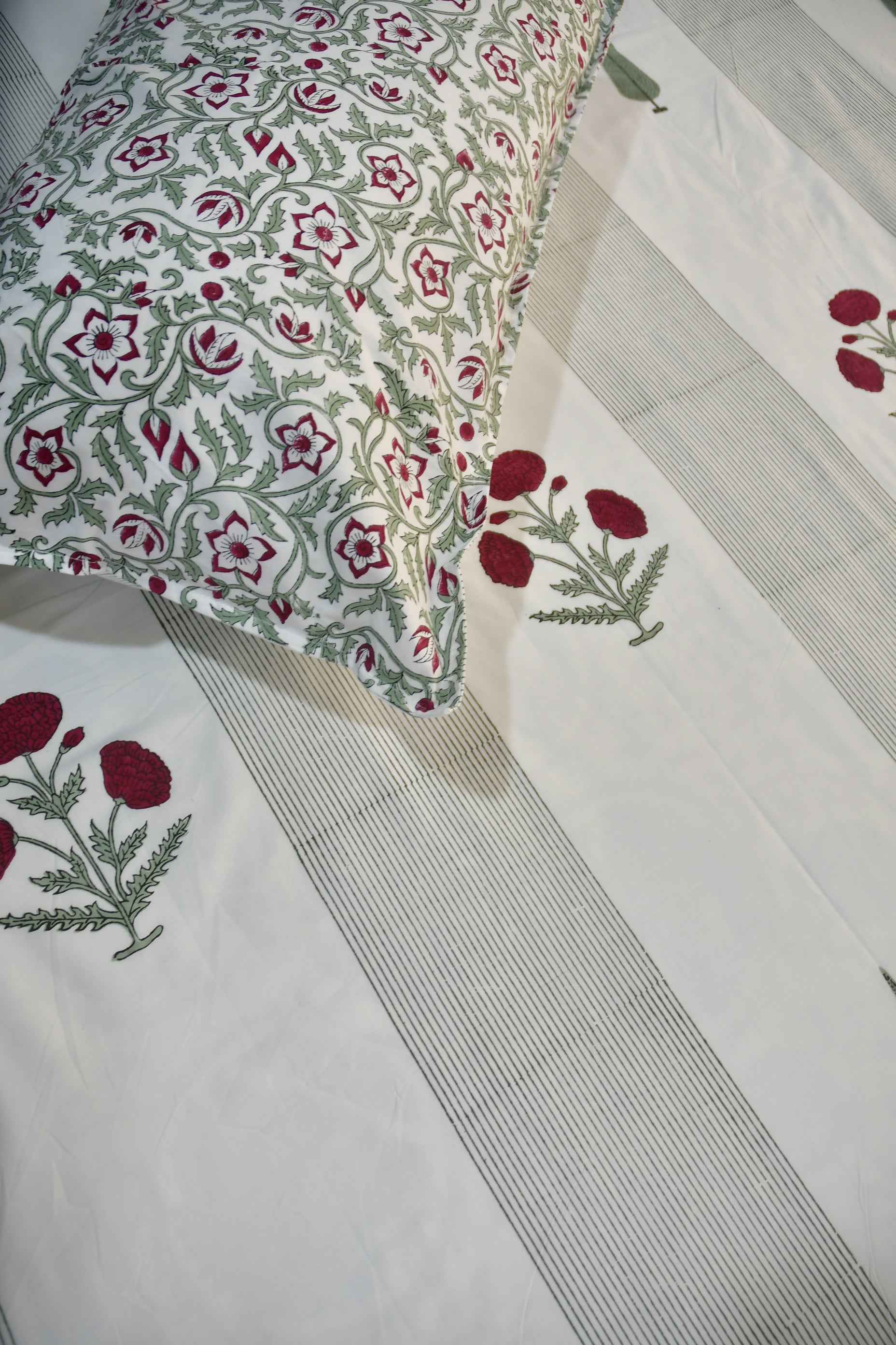Luxurious Red Poppy Bedsheet | Hand-Blocked