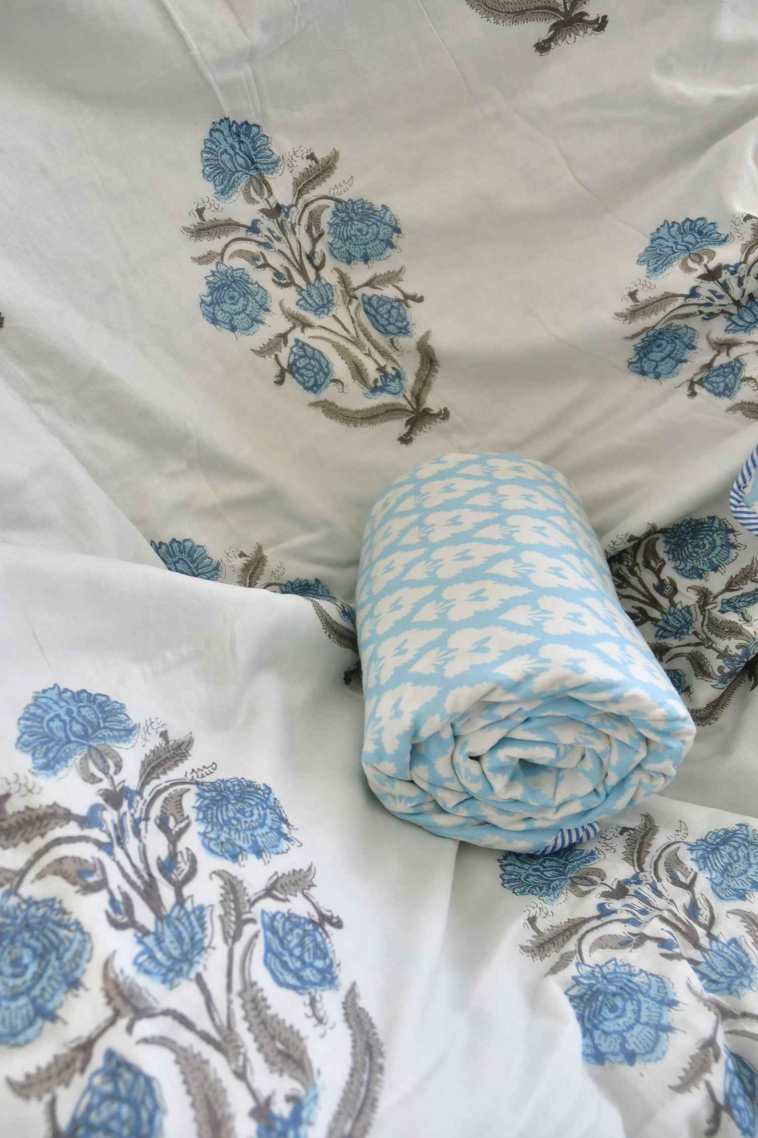 Sky Blue Buta Print Dohar : Crafted for Lasting Beauty