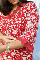 Red Bagiya Hand Block Handblock Cotton Kurta set