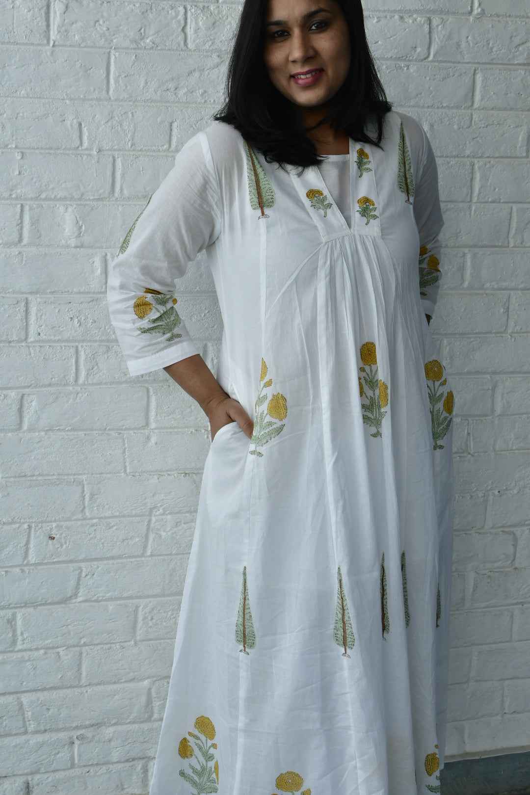 Marigold and Cypress Kurta Dress