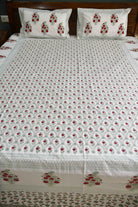 Red Flower Jaal Buta Premium Hand Block Bedsheet
