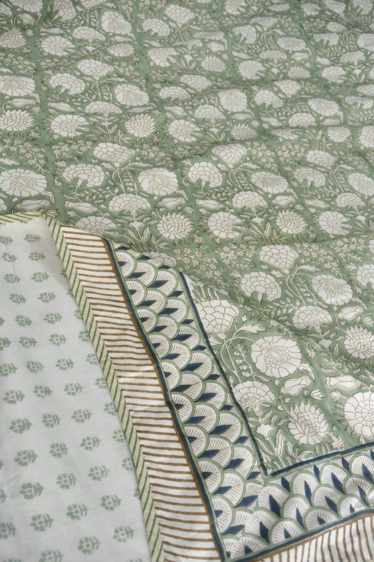 Premium Olive Green floral  Jaal Dohar