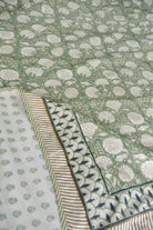 The Olive Green Floral Dohar : Timeless Elegance