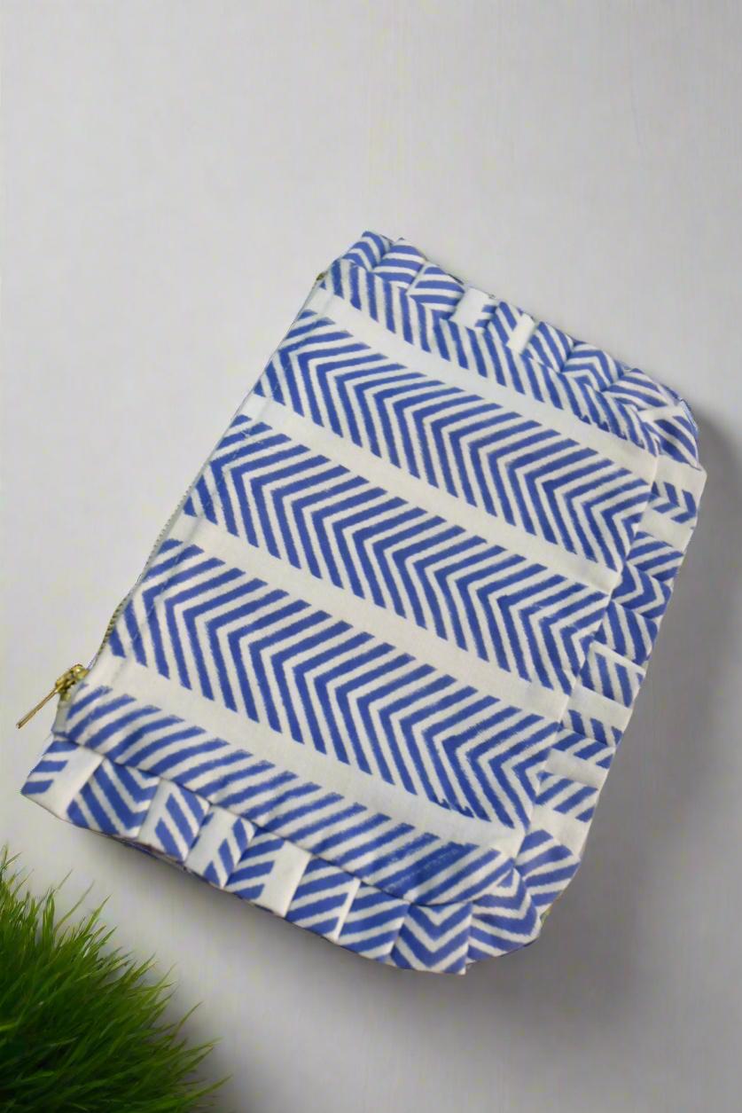 Blue frilled utility bag