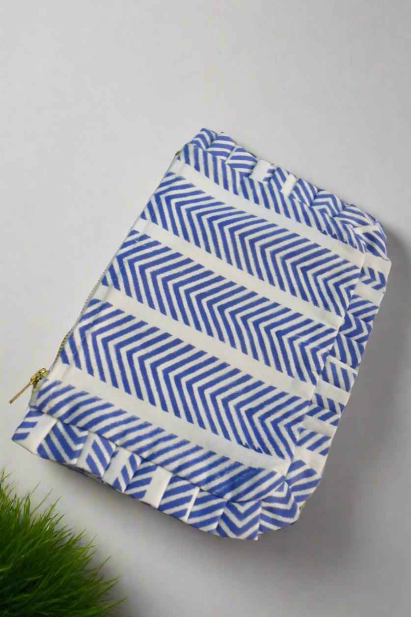 (Copy) Green and White Frilled Utility Bag Hand Block Print canvas