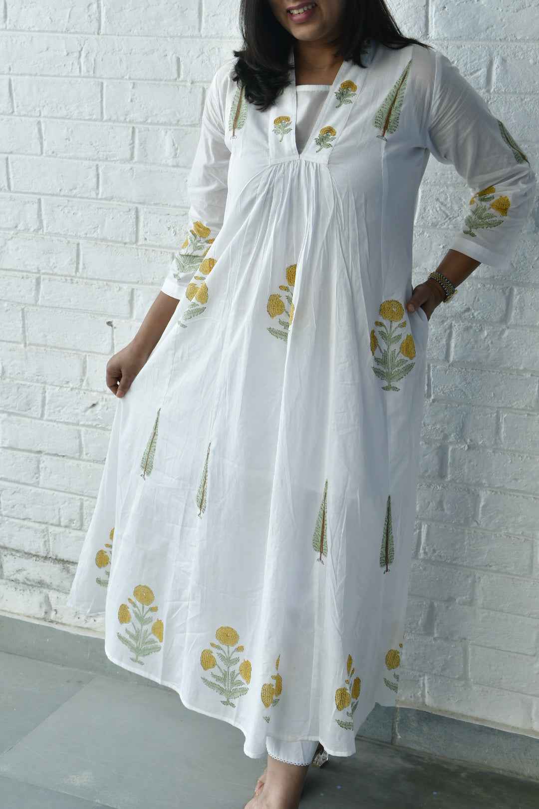 Marigold and Cypress Kurta Dress