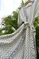 Grey ZigZag waffle cotton Bathrobe