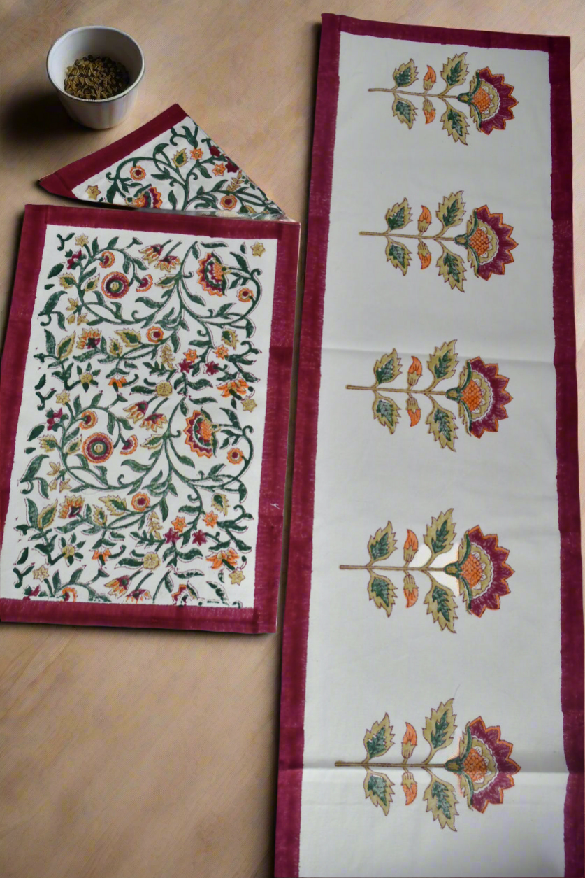Royal Red Table Mat Napkin Runner