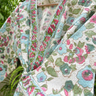 Floral Joy HandBlock Waffle cotton Bathrobe