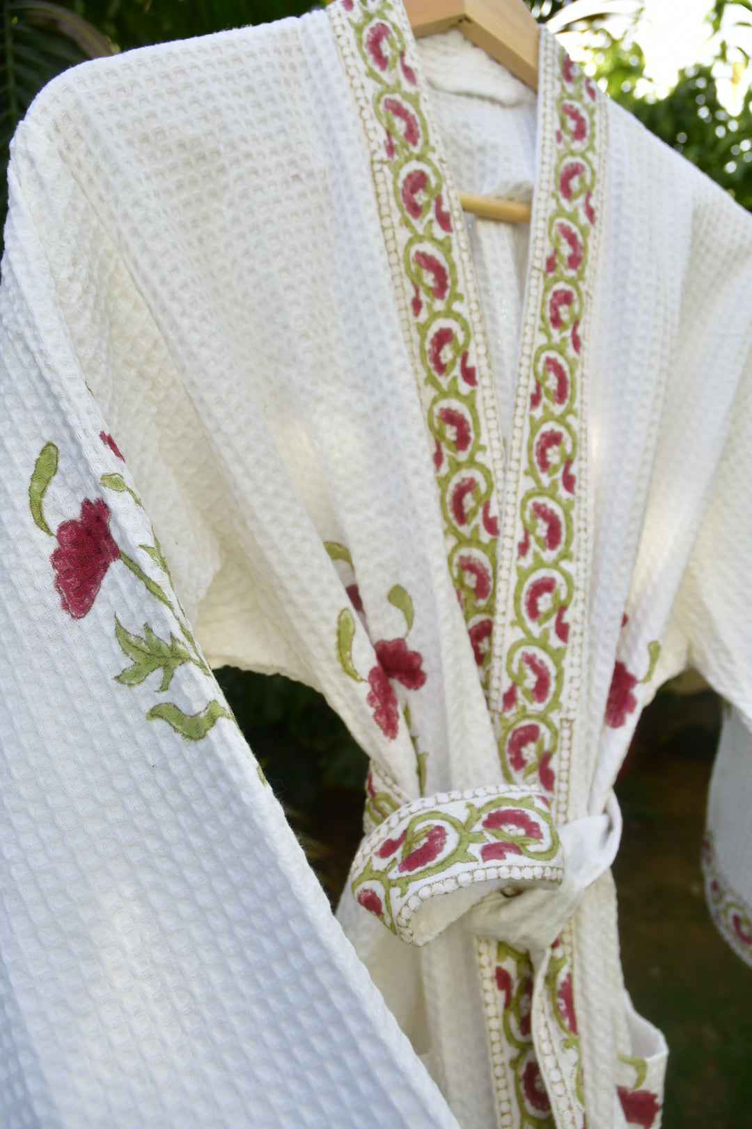 Bahaara Handblock Waffle Cotton Bathrobe
