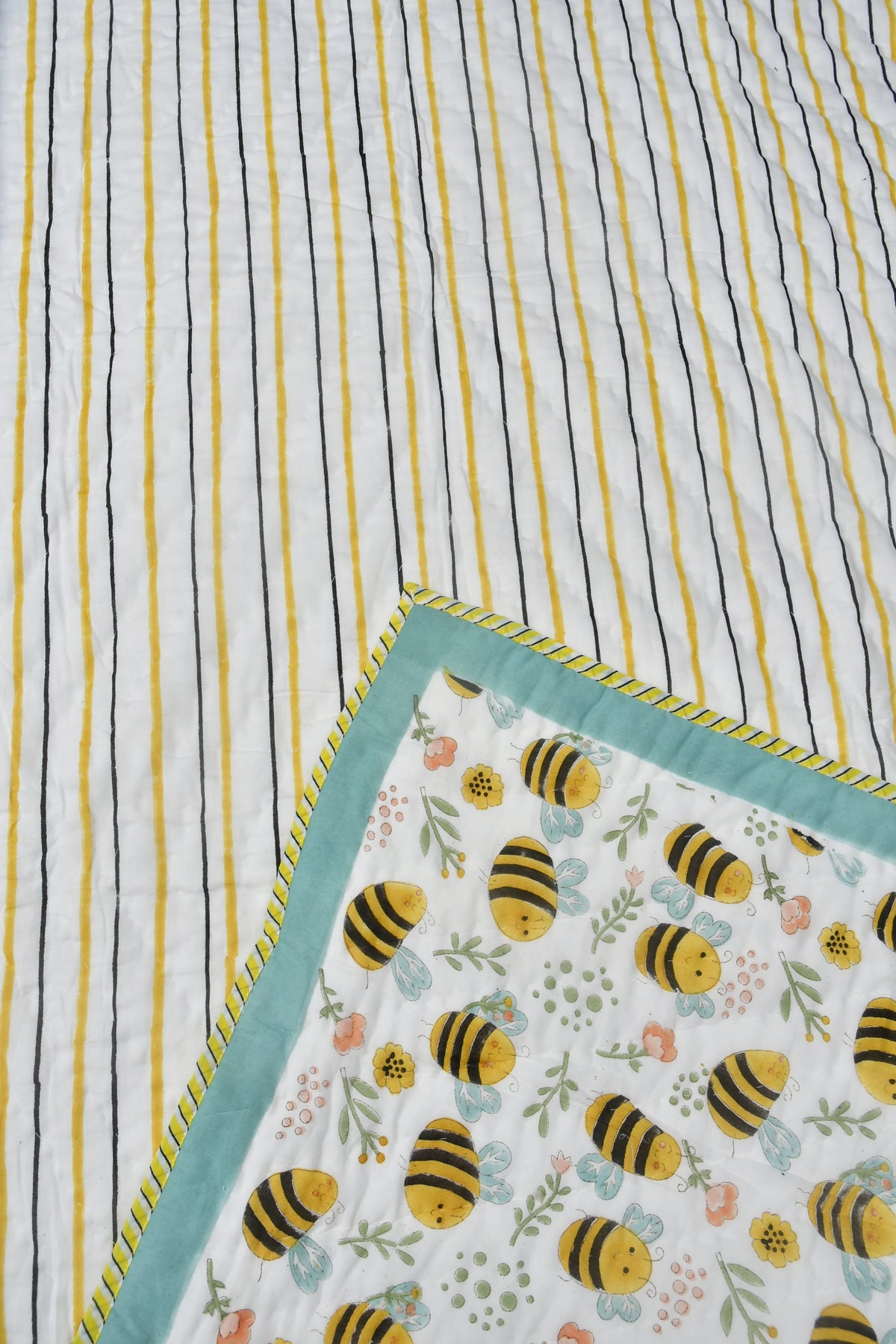 Honey Bee Reversible Baby Handblock Quilt
