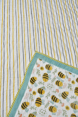 Honey Bee Reversible Baby Handblock Quilt