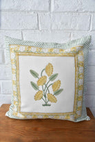 Pretty Yellow Hand Block Cushion: Sunshine for Your Sofa (India)