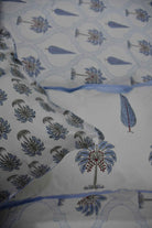 Blue Palm Hand Block Cotton Bedsheet