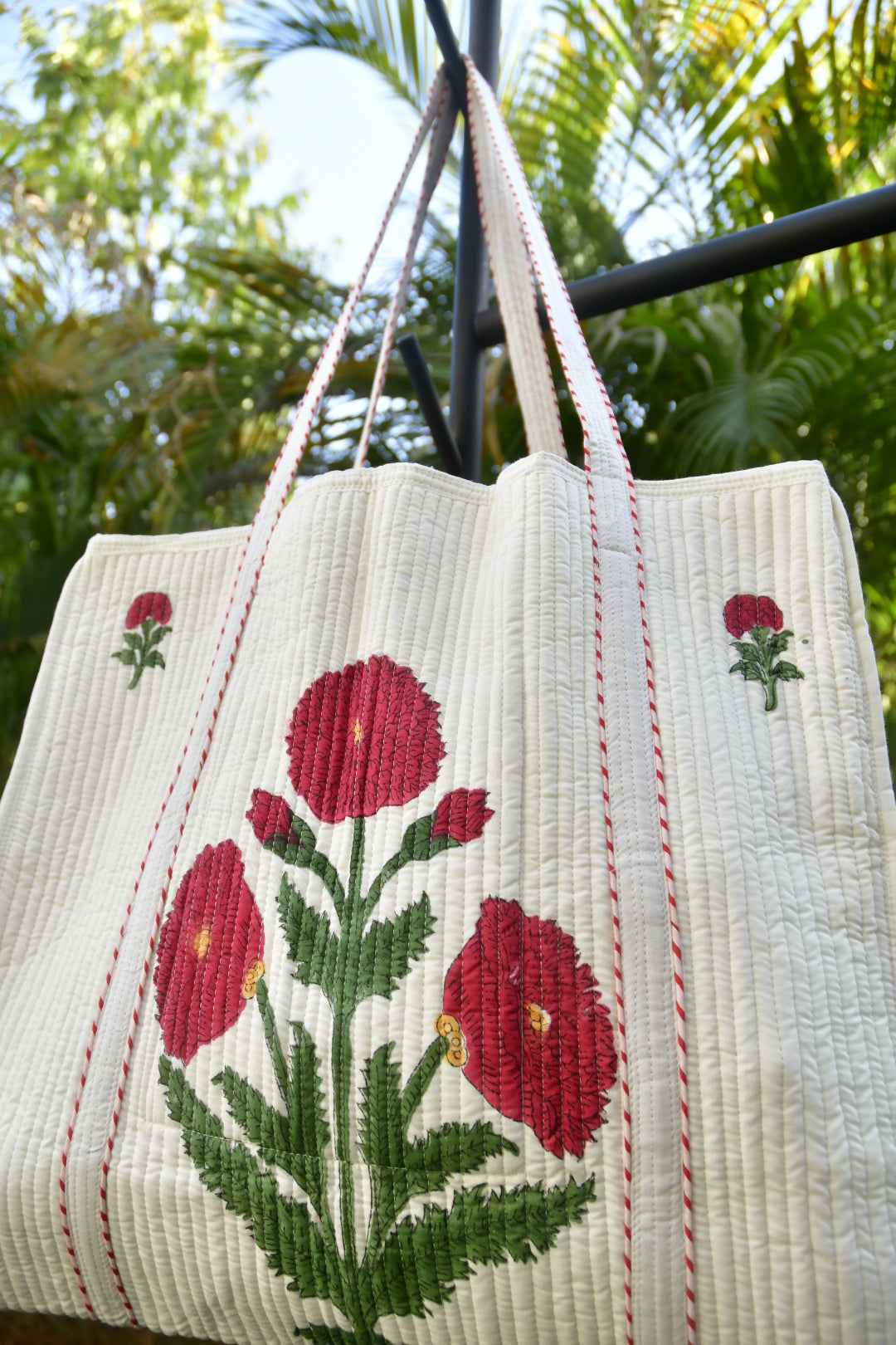 Red Poppy Flower Tote Bag