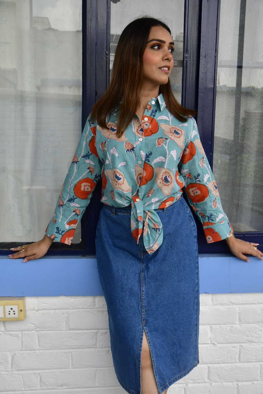 Moonstone floral cotton shirt 