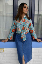 Moonstone Blue Floral Cotton Shirt