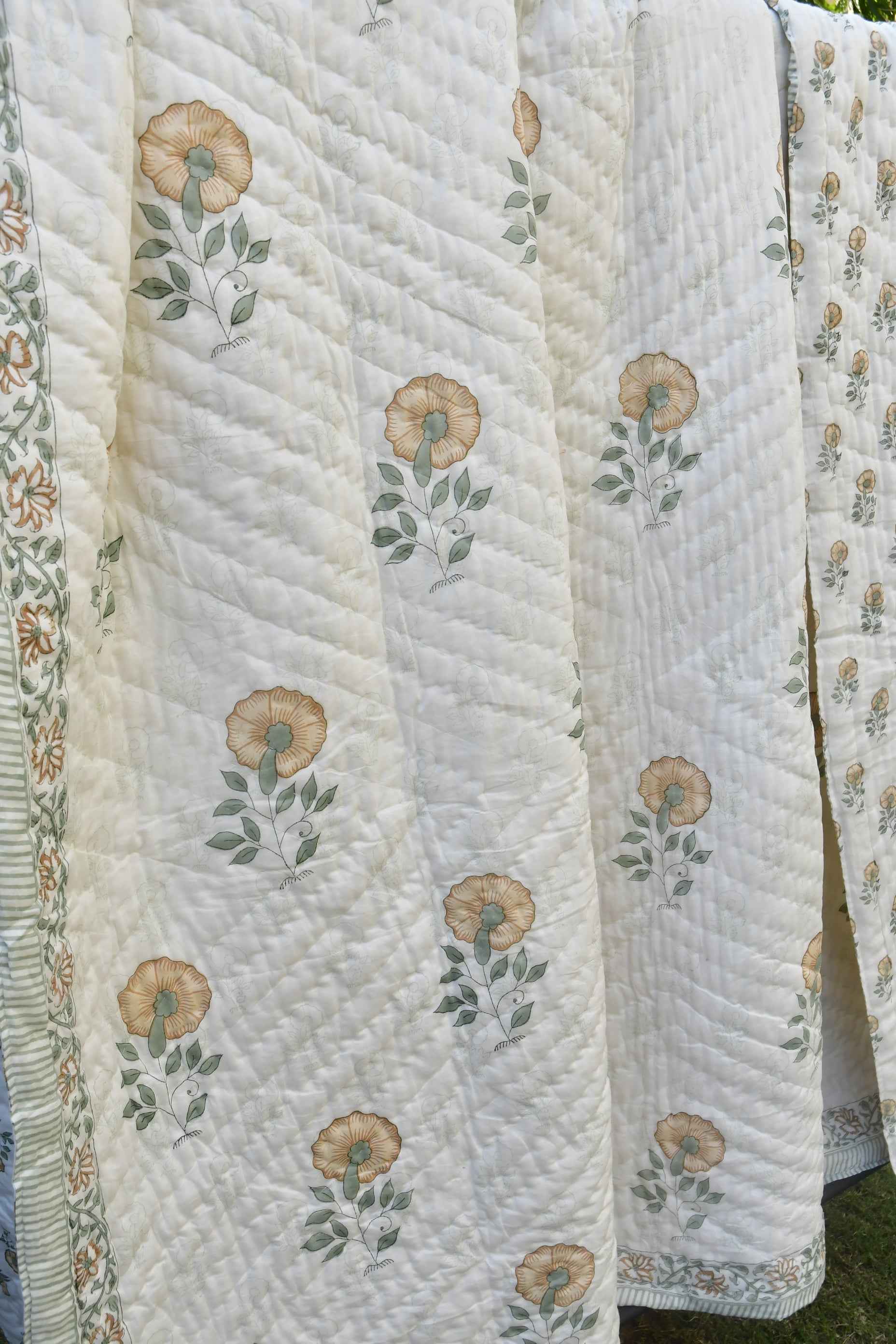 Flower of Hope mul mul Handblock Quilt