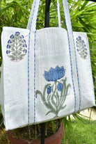 Blue Lotus Tote Bag : Hand-Block Beauty