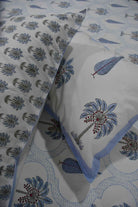 Blue Palm Hand Block Cotton Bedsheet