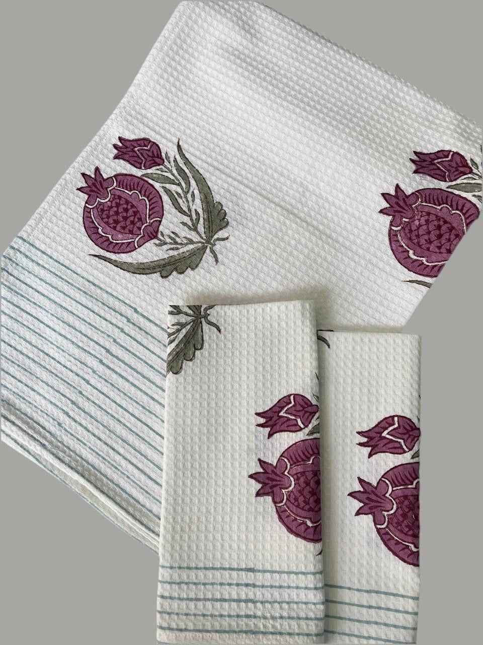 Pink Pomegranate Handblock Towel