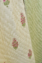 Butter Cream and Pink Buta Handblock Cotton Quilt