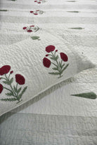 Red Poppy Quilted Bedcover | Premium luxury
