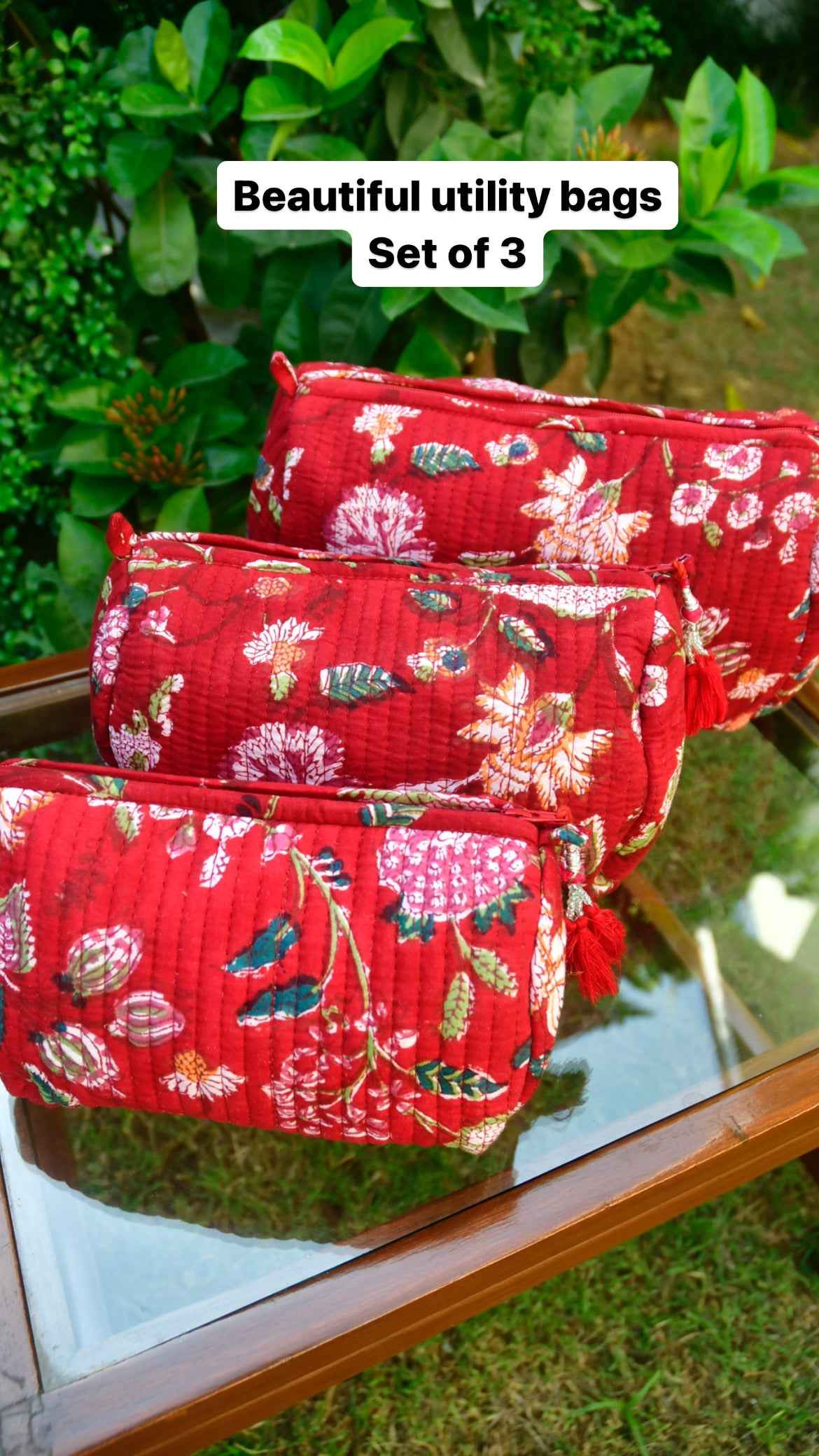 Red Utility Bag | Functional Style | Zipper | Waterproof