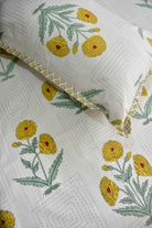 Yellow poppy cotton Bedsheet : Designer elegance