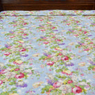 Sky Blue Floral Handblock Reversible Quilt