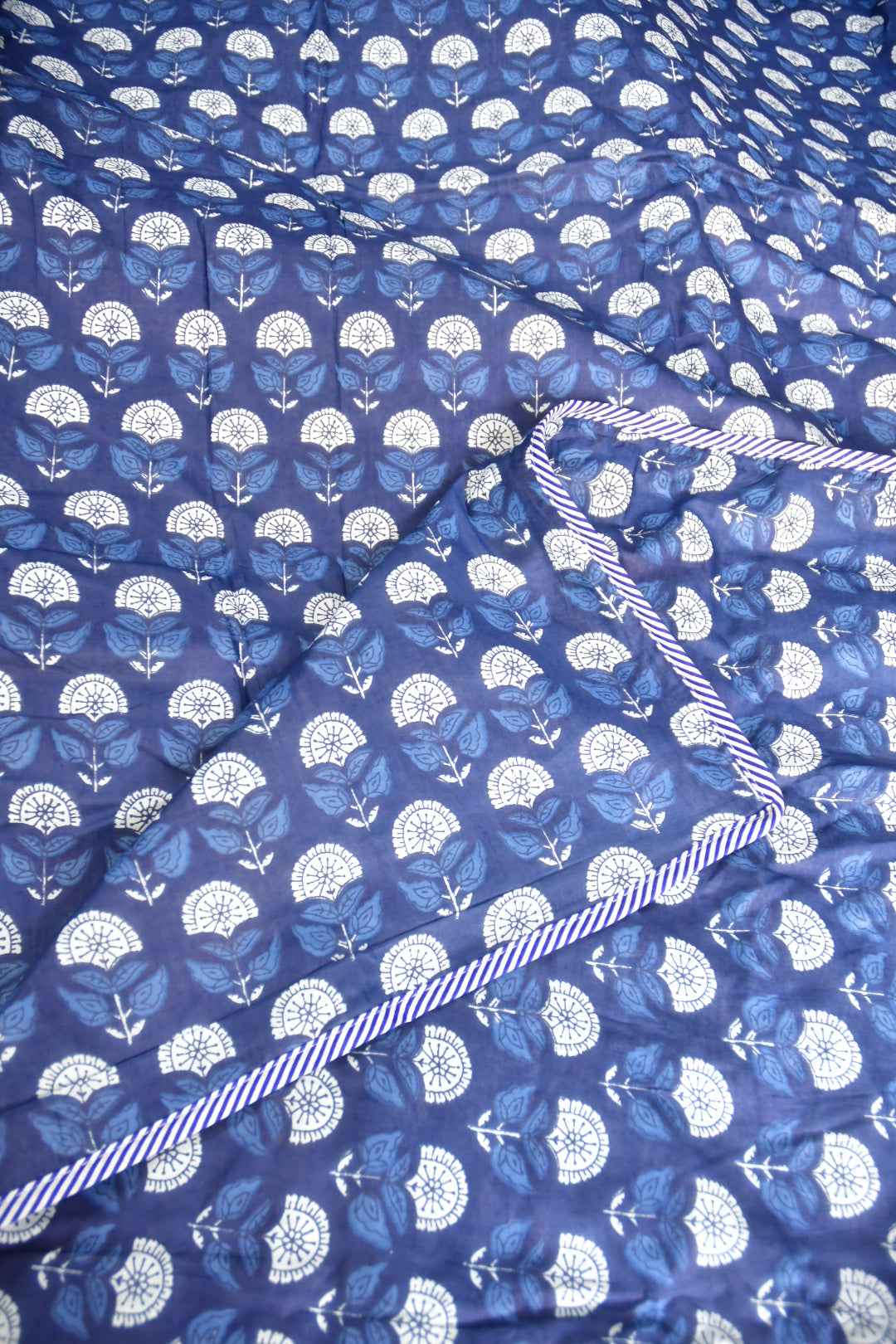 Blue Dabu Print Floral Reversible Cotton Dohar