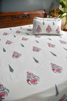 Coral flowers Handblock Bedsheet : Premium cotton