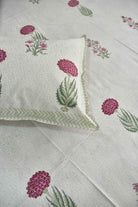 Cotton Quilt Hand Block Bedding Set – Serene Green & Pink