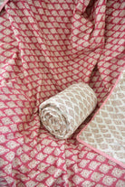 Elegant Ruby Pink Bagru Print Dohar | Handcrafted Comfort
