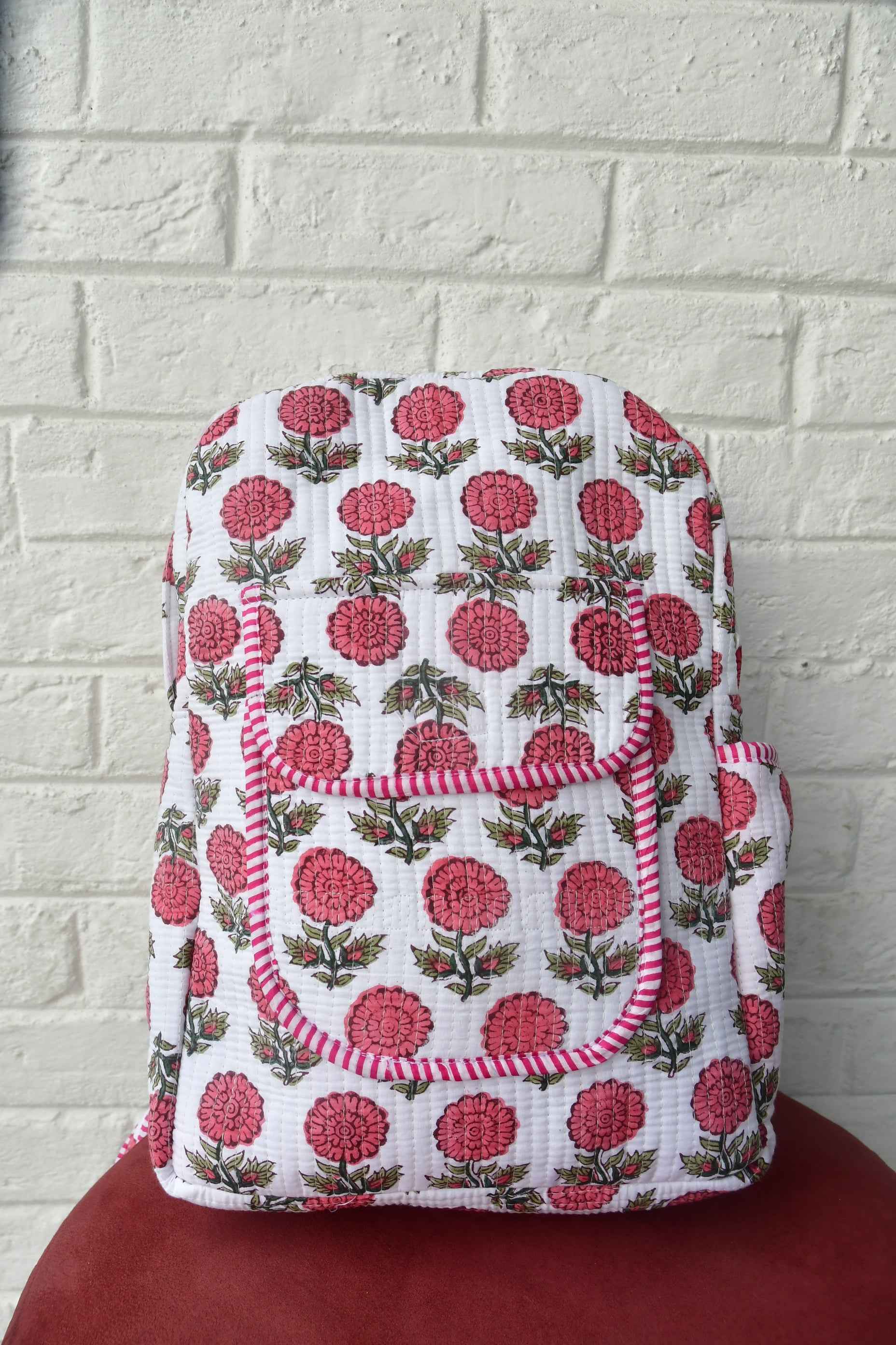 Pink Floral Buti Backpack : Durable & Eco-Friendly