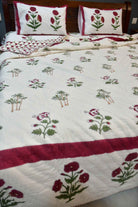 Classic Red Poppy Handblock Cotton Bedding Set