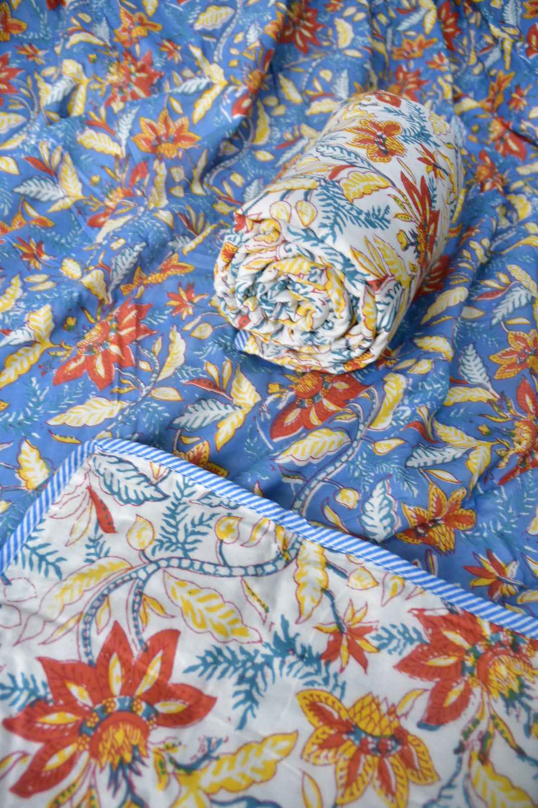 Blue Gulshan Reversible Mul Mul Cotton Dohar