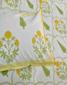 Yellow flower Jaal HandBlock Cotton Bedsheet