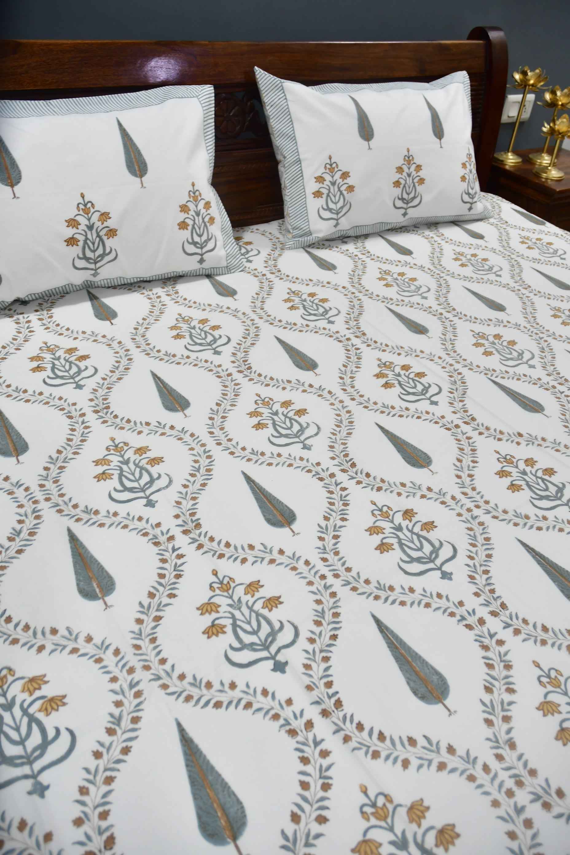 Yellow Mughal Jaal Bedsheet : Sunshine & Mughal Majesty