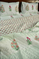 Peach and Pink Flower Quilt Bedding set
