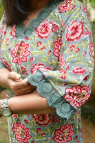 Green and Pink Phulwari Bagiya Kurta Set