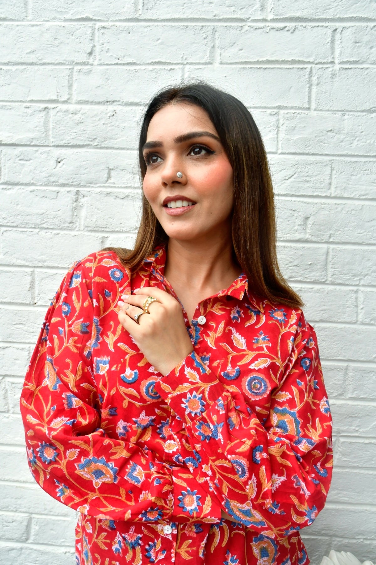Red Royal floral classic shirt